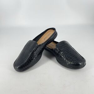 Comfortview Estelle Womens Flats Slip On Black 7W Wide Faux Alligator